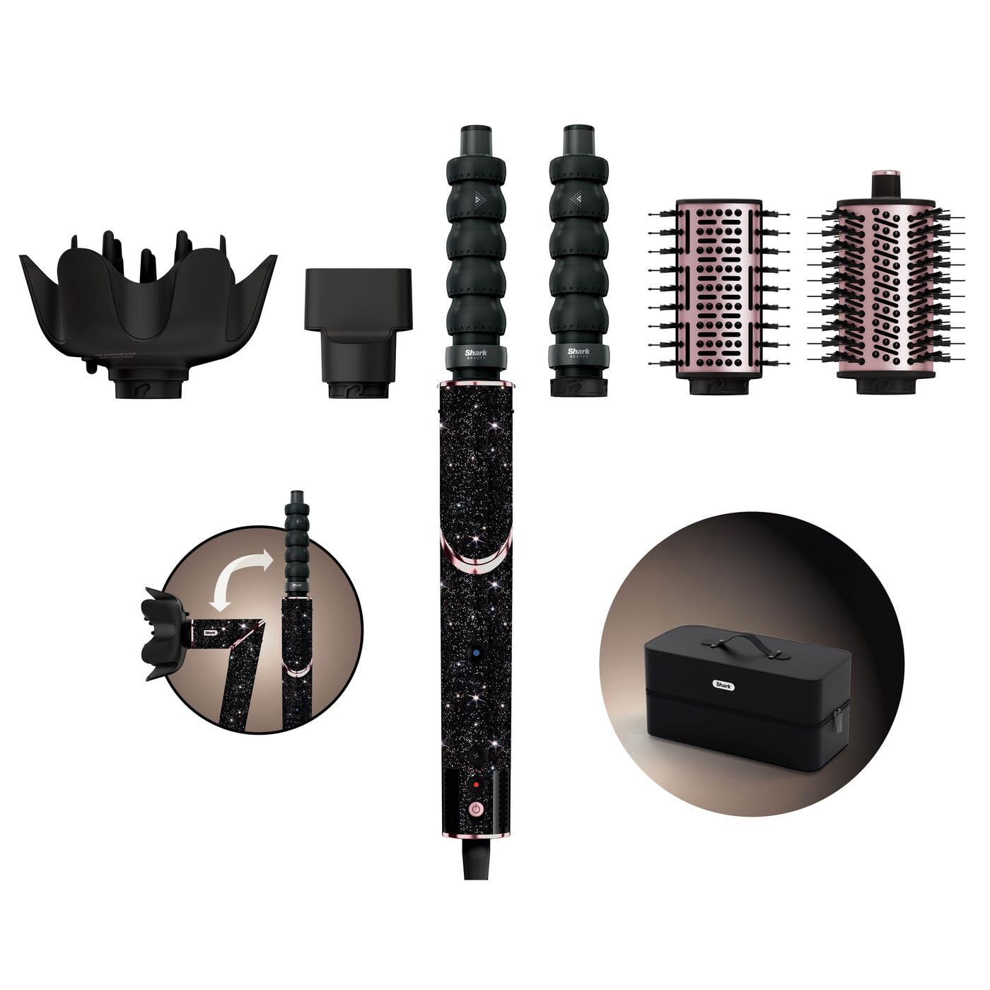 Shark FlexStyle Sparkle Black Diamond 5-in-1 Haarstyler & Haartrockner – HD446JBEU