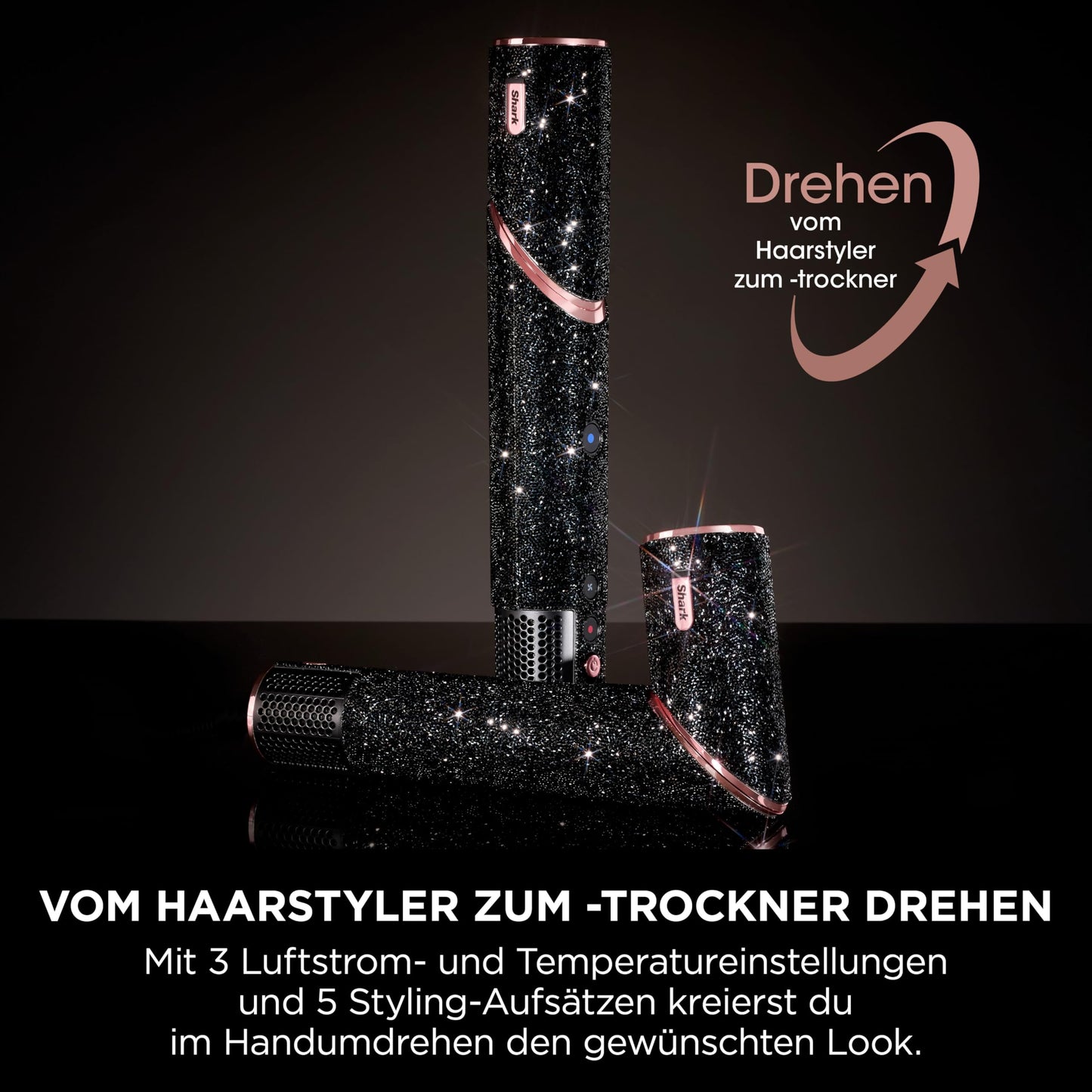 Shark FlexStyle Sparkle Black Diamond 5-in-1 Haarstyler & Haartrockner – HD446JBEU